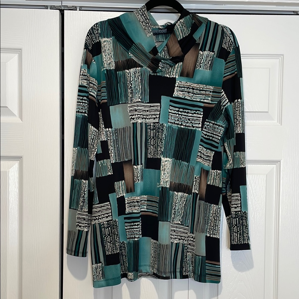 N Touch Womens Abstract Patchwork Top Size L Y2K Fairy Grunge Artsy Unique 90s‎